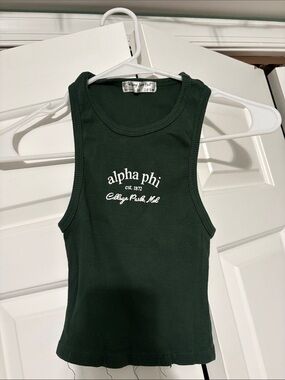 Alpha Phi Dark Green Ribbed Tank Top